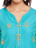 Sky Blue Chanderi Kurta With Bandhni Dupatta
