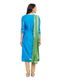 Blue Chanderi Kurta With Green Bandhni Dupatta
