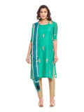 Green Chanderi Kurta With Kota Dupatta