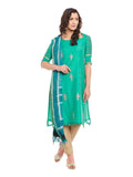 Green Chanderi Kurta With Kota Dupatta