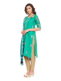 Green Chanderi Kurta With Kota Dupatta