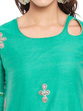 Green Chanderi Kurta With Kota Dupatta