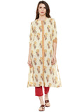Block printed front open kurta