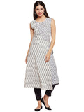 ikat flared kurta with overlap front