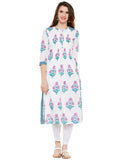 Cotton pleated kurta with mughal print