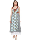 Cotton sleeveless kurta with dual print