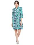 Green-aztec-print-shirt-dress