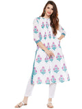 Cotton pleated kurta with mughal print