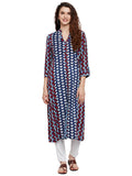 Double Block Print Front Open Kurta