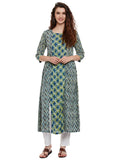 Double block print kurta with front slits