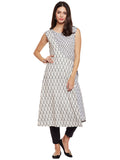 ikat flared kurta with overlap front