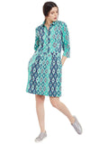 Green-aztec-print-shirt-dress