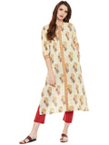 Block printed front open kurta
