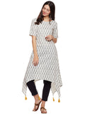 Ikat kurta with assymetric hem
