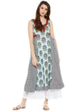 Cotton sleeveless kurta with dual print