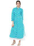 Block printed shirt kurta with raw edge detail