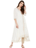 OFFWHITE OVERLAP ANARKALI KURTA WITH GOTA WORK