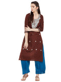 Brown-kurta-with-pittan-work
