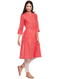 Red printed cotton kurta