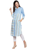 Blue linen shirt kurta