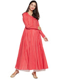 Red printed cotton anarkali kurta