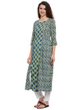 Double block print kurta with front slits