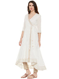OFFWHITE OVERLAP ANARKALI KURTA WITH GOTA WORK