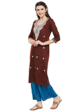 Brown-kurta-with-pittan-work