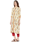 Block printed front open kurta