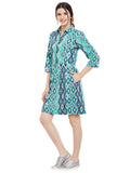 Green-aztec-print-shirt-dress