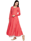 Red printed cotton anarkali kurta
