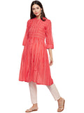 Red printed cotton kurta