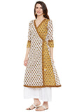 Hand block printed cotton overlap kurta