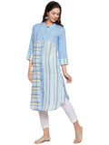 Blue linen shirt kurta