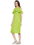 COTTON LEHERIYA DRESS WITH FRILL AT FRONT