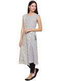 ikat flared kurta with overlap front