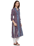 Double Block Print Front Open Kurta