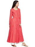 Red printed cotton anarkali kurta