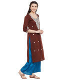 Brown-kurta-with-pittan-work