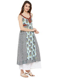 Cotton sleeveless kurta with dual print