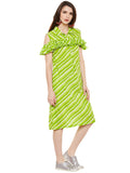 COTTON LEHERIYA DRESS WITH FRILL AT FRONT