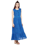 Blue leheriya printed long dress
