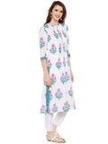 Cotton pleated kurta with mughal print