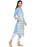 Blue linen shirt kurta