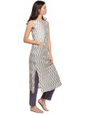 ikat striaght kurta with front pocket