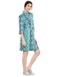 Green-aztec-print-shirt-dress