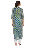 Double block print kurta with front slits