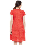 Red leheriya printed short dress