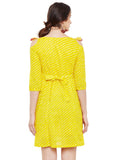 Yellow leheriya printed short dress