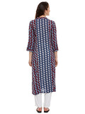Double Block Print Front Open Kurta